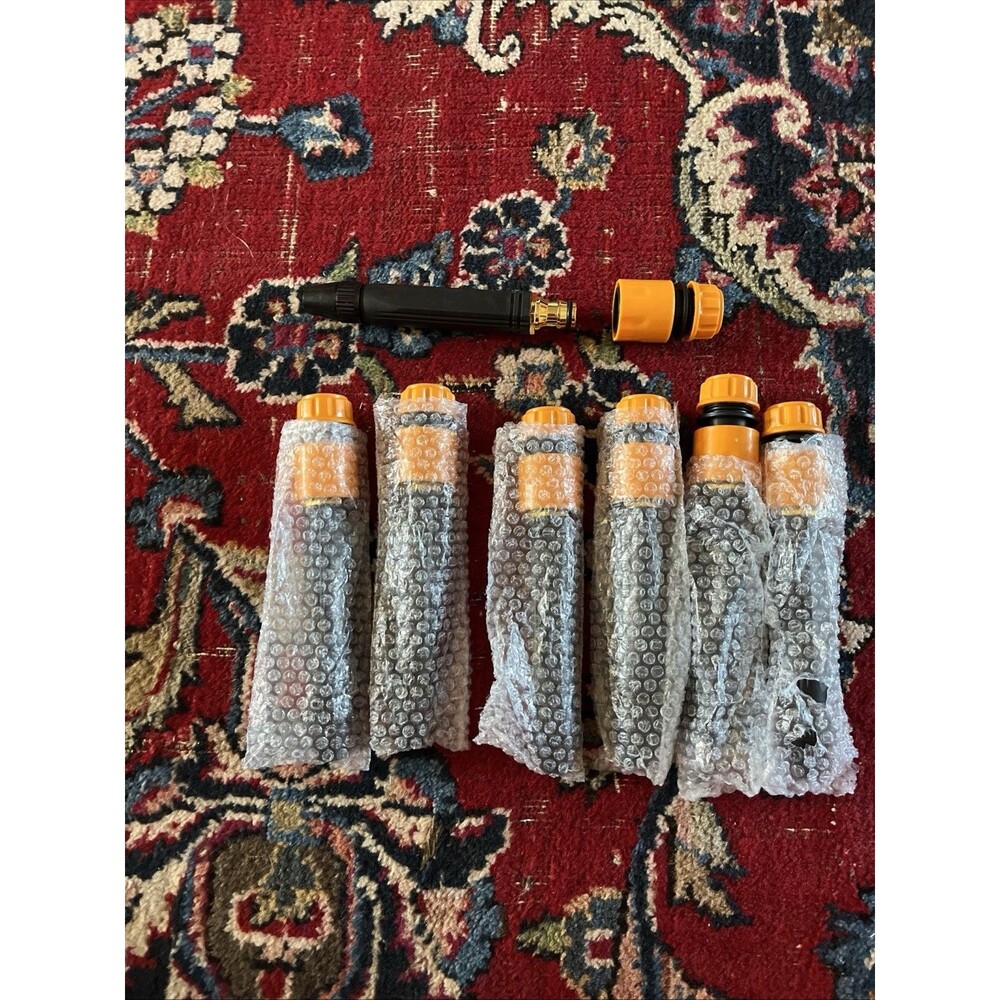 7 Pieces Push Sprayer Hose Nozzle Set w/ Connector Black/Orange Attach To Hose